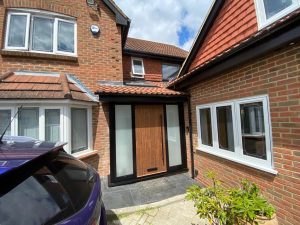 timber effect door with sidelights